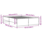 vidaXL Cadre de lit chêne sonoma 120x190 cm bois d'ingénierie et métal
