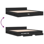 vidaXL Cadre de lit avec tiroirs sans matelas noir 200x200 cm