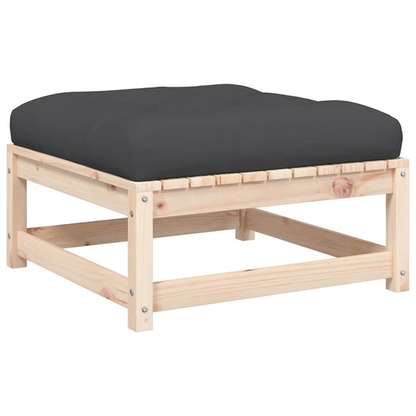 vidaXL Repose-pied de jardin avec coussin bois de pin massif