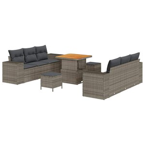 vidaXL Ensemble de canapé de jardin Gris 221 x 204 x 85 cm Poly Rattan
