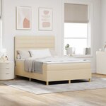 vidaXL Lit à ressort LED avec matelas Crème 140 x 190 cm tissu