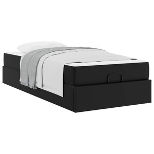 vidaXL Cadre de lit avec matelas avec matelas 2 Pièces Noir PVC