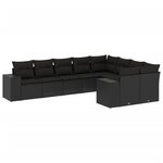 vidaXL Salon de jardin 9 Pièces avec coussins noir résine tressée