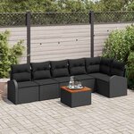 vidaXL Ensemble de canapé de jardin 7 Pièces Noir