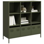 vidaXL Buffet haut vert olive 101 5x39x103 5 cm acier