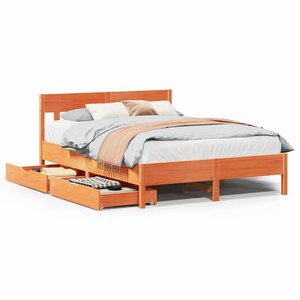 vidaXL Cadre de lit sans matelas cire marron 140x190cm bois pin massif