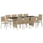 vidaXL Ensemble de salle à manger pour jardin 11 Pièces Beige Poly rotin