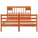 vidaXL Lit bibliothèque sans matelas cire marron 140x200 cm pin massif