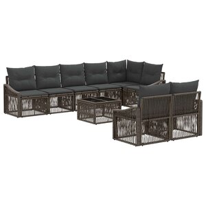 vidaXL Ensemble de canapé de jardin 9 Pièces Gris polyrotin
