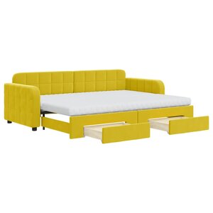 vidaXL Lit de jour avec gigogne et tiroirs jaune 80x200 cm velours