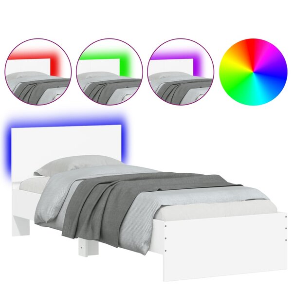 vidaXL Cadre de lit sans matelas avec lumières LED blanc 75x190 cm