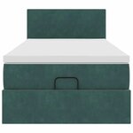 vidaXL Cadre de lit ottoman avec matelas vert foncé 90x190 cm velours
