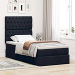 vidaXL Lit ottoman avec matelas noir 100x200 cm tissu