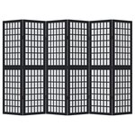 vidaXL Cloison de séparation 6 panneaux noir bois de paulownia massif