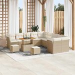 vidaXL Ensemble de canapé de jardin 13 Pièces Beige polyrotin
