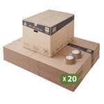 Pack and Move - Lot 20 cartons déménagement XXL - 80 x 60 x 50 cm - Poignées renforcées - 2 adhésifs offerts
