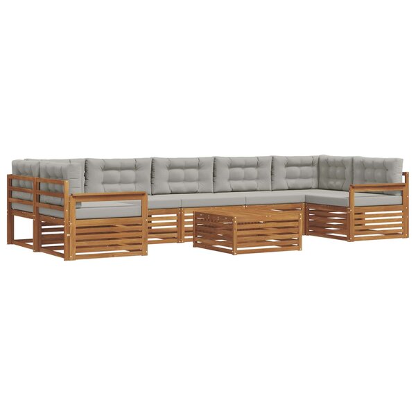 vidaXL Ensemble de canapés d'extérieur 8 pc Gris Naturel et Clair
