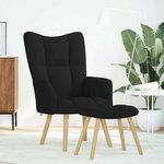 vidaXL Chaise de relaxation avec repose-pied Noir Tissu