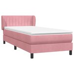 vidaXL Sommier à lattes de lit avec matelas rose 90x220 cm velours