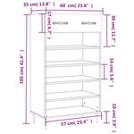 vidaXL Armoire à chaussure Blanc brillant 60x35x105 cm Bois ingénierie
