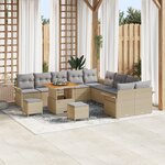 Ensemble de 13 Pièces de Canapés de Jardin avec Coussins Beige Rattan Acacia