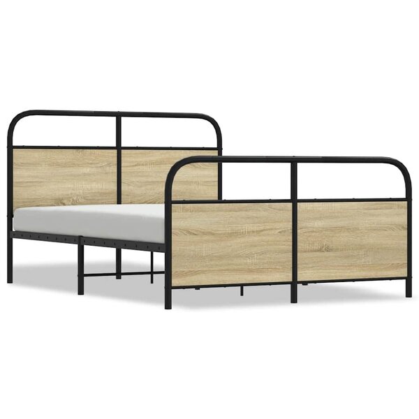 vidaXL Cadre de lit en métal sans matelas chêne sonoma 137x190 cm