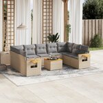 vidaXL Salon de jardin avec coussins 10 Pièces beige résine tressée