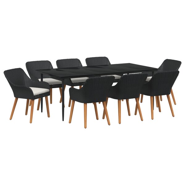vidaXL Ensemble de Salle à Manger de Jardin 9 Pièces en Poly Rattan Noir