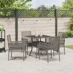 vidaXL Ensemble de Salle à Manger de Jardin 5 Pièces Gris Poly Rattan