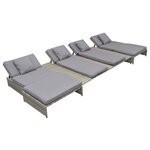 vidaXL Salon de jardin 5 Pièces avec coussins Résine tressée Gris
