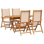 vidaXL Ensemble de salle à manger de jardin 5 pièces en bois d'acacia beige