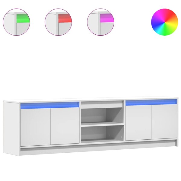 vidaXL Meuble TV avec LED blanc 180x34x50 cm bois d'ingénierie