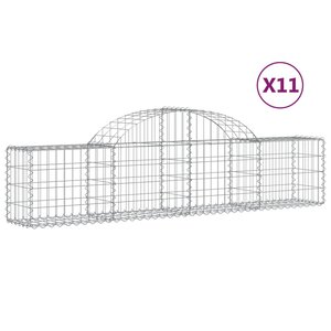 vidaXL Paniers à gabions arqués 11 Pièces 200x30x40/60 cm Fer galvanisé