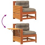 vidaXL Canapé de jardin accoudoir coussins cire marron bois pin massif