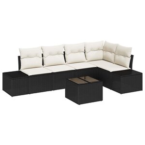 vidaXL Ensemble de canapé de jardin 6 Pièces Noir polyrotin