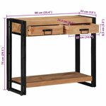Table Console vidaXL Noire 90x33x75 cm en Acacia Massif et Métal
