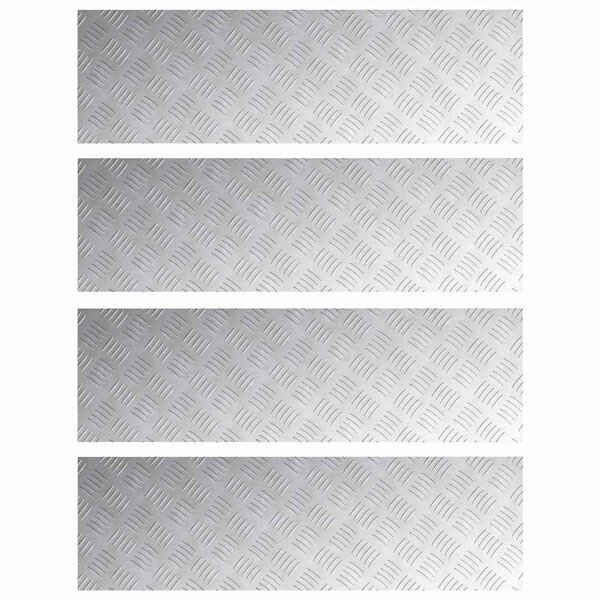 vidaXL Plaques à damier 4 Pièces Argent 100 x 30 cm Aluminium