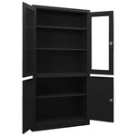 Armoire de bureau avec 3 étagères réglables rangement sécurisé 90 x 40 x 180 cm en acier noir 02_0046808