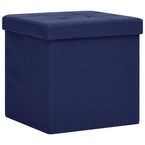 vidaXL Tabouret de rangement pliable Bleu Faux lin