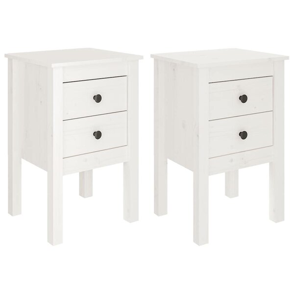 vidaXL Tables de chevet 2 Pièces Blanc 40x35x61 5 cm Bois de pin massif