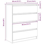 vidaXL Buffet chêne noir 80x35x99 cm bois d’ingénierie