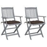 vidaXL Chaises pliables d'extérieur lot de 2 et coussins Bois d'acacia