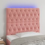 vidaXL Tête de lit à LED Rose 100x7x118/128 cm Velours
