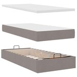 vidaXL Lit ottoman avec matelas et LED taupe 90x200 cm tissu
