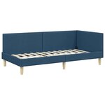 vidaXL Cadre de lit d'angle Bleu 90 cm x 190 cm Tissu et Contreplaqué
