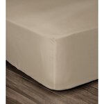 Drap housse beige 100  coton 180 x 200 x 30 cm