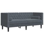 vidaXL Canapé Chesterfield avec traversins 2 places gris foncé velours