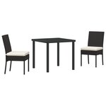 vidaXL Ensemble de salle à manger de jardin 3 pièces Noir Poly Rattan