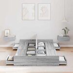 vidaXL Cadre de lit avec rangement Sonoma gris 120 x 190 cm