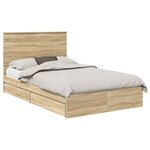 vidaXL Lit de Rangement Chêne Sonoma 135 x 190 cm Bois d'ingénierie